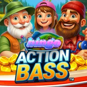 Tampilan visual slot Action Bass dengan tema memancing yang cerah.